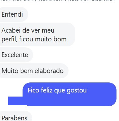 Print de conversa com cliente comentando o diagnóstico entregue