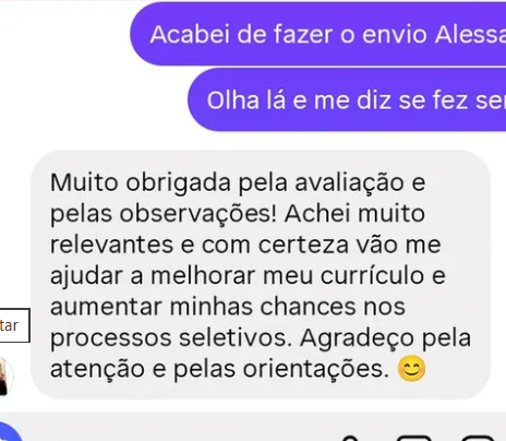 Print de conversa com cliente comentando a entrega