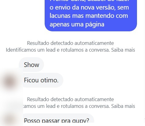 Print de conversa com cliente comentando o diagnóstico entregue