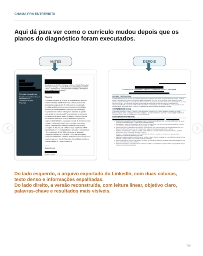 Print real do processo: Currículo reestruturado