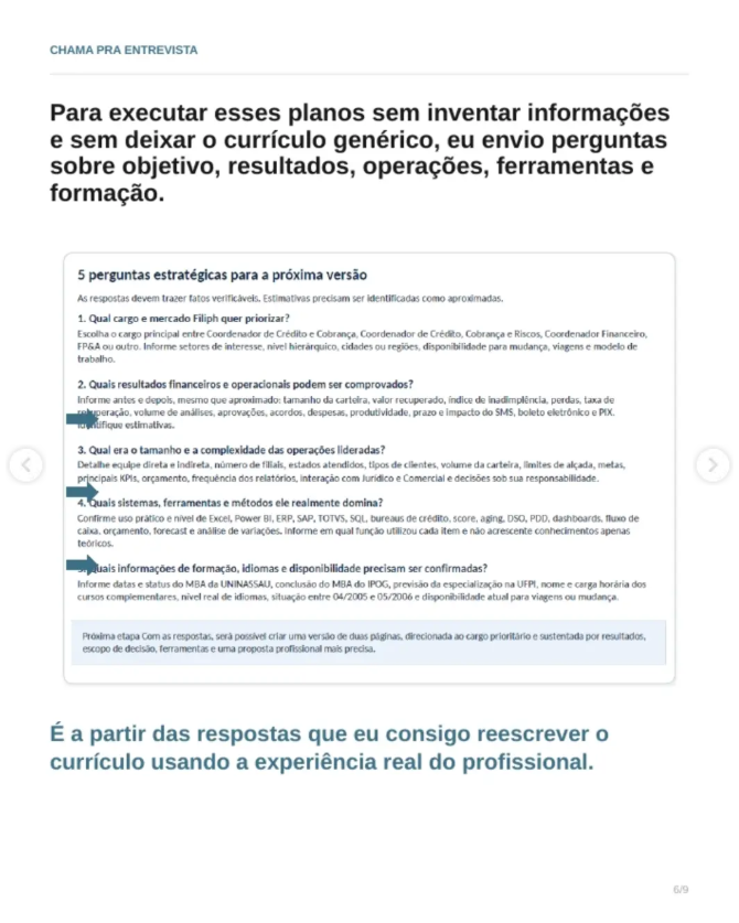 Print real do processo: Perguntas estratégicas