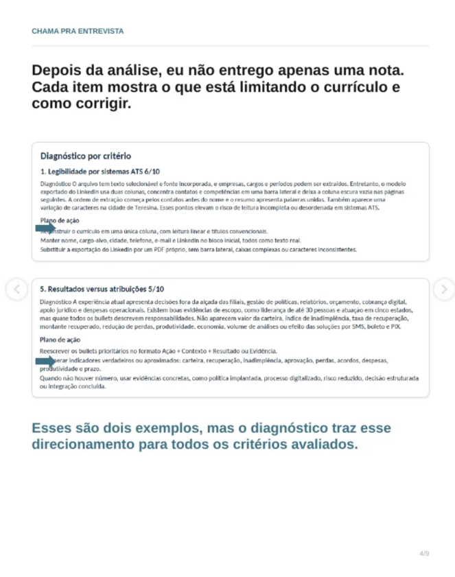 Print real do processo: Orientação de melhoria por item